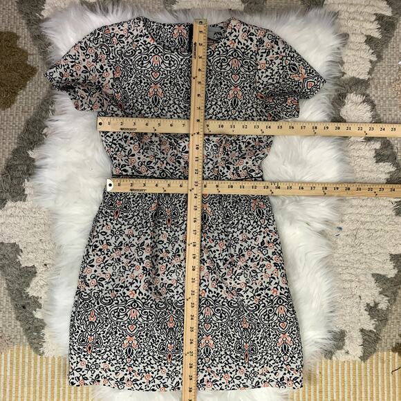 H&M Jacquard Floral Patterend Brocade Sheath Dress Blue Orange 4 S Small - Picture 10 of 11